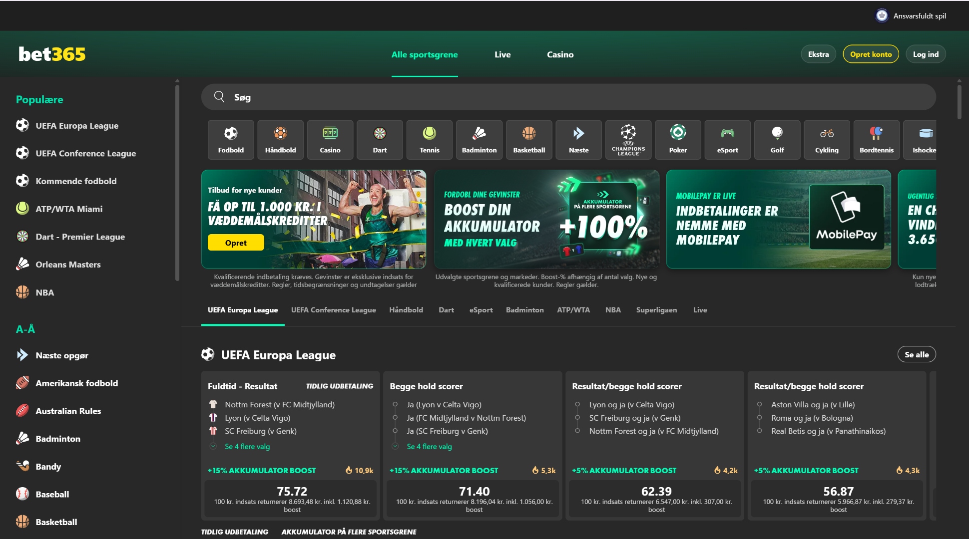 bet365.dk sportsbook interface